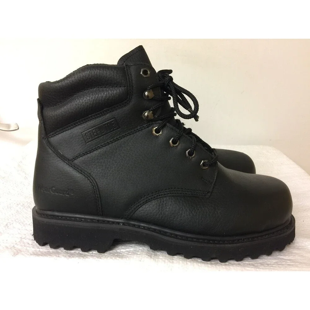 Wear guard Size 10.5 XW Men Black Leather Oil Resistant SteelToe Work Boot